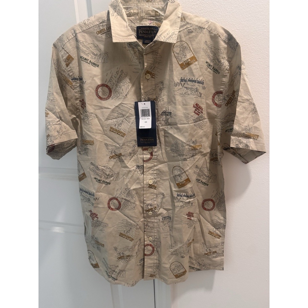 Pendleton Men's Shoreline National Park Print Shirt Short Sleeves S NWT